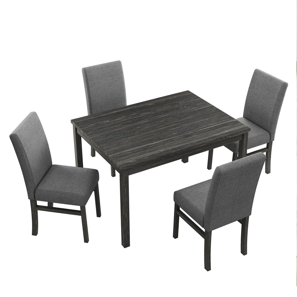 YWUFUART 48" Wooden Counter Height Rectangular Dining Table Set with 4 Chairs, 5-Piece Kitchen Table Set for Dining Room, Living Room, Kitchen, Black YWUFUART