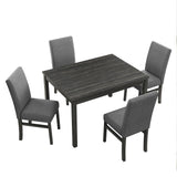 YWUFUART 48" Wooden Counter Height Rectangular Dining Table Set with 4 Chairs, 5-Piece Kitchen Table Set for Dining Room, Living Room, Kitchen, Black YWUFUART