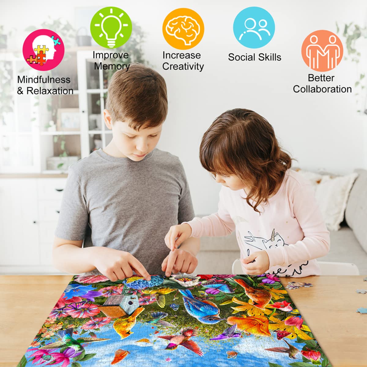 Jigsaw Puzzles for Adults 1000 Piece Puzzle for Adults 1000 Pieces Puzzle 1000 Pieces-Birds & Flowers(27.6"x 19.7") HUADADA