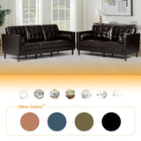 ACMEASE 67" Premium Faux Leather 2-Seater Sofa with 2 Bolster Pillows and Tufted Backrest, Mid-Century Modern Loveseat Sofa, Luxury Couch for Living Room, Bedroom, Office, Dark Brown ACMEASE