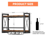 Homeiju Wall Mounted Wine Rack, Bottle & Glass Holder Wood-Metal Retro Wine Rack, Wine Bottles Display Wall Storage for Kitchen Dining Room Home Bar Homeiju