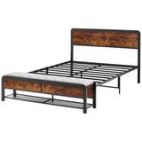 SLEKVERSA Queen Bed Frame with Headboard and Storage Ottoman, Farmhouse Platform Bed Frame Queen Size with Sturdy Metal Slats, No Box Spring Needed, Noise Free, Easy Assembly SLEKVERSA
