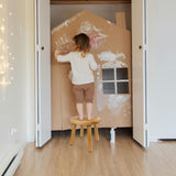 GZQXHOME Wooden Step Stools for Kids, Solid Wood Small Chairs,Toddler Stool for Playroom Bathroom,Sturdy Sitting Stool with Assembled Four-Legged, for Children, Toddler, Round,1 Pack (Natural) GZQXHOME