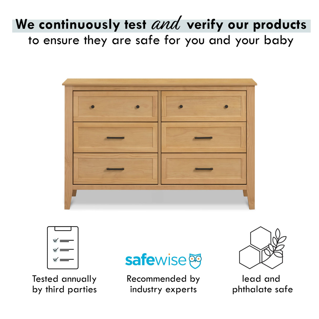 Davinci Sawyer Farmhouse 6-Drawer Dresser in Honey DaVinci