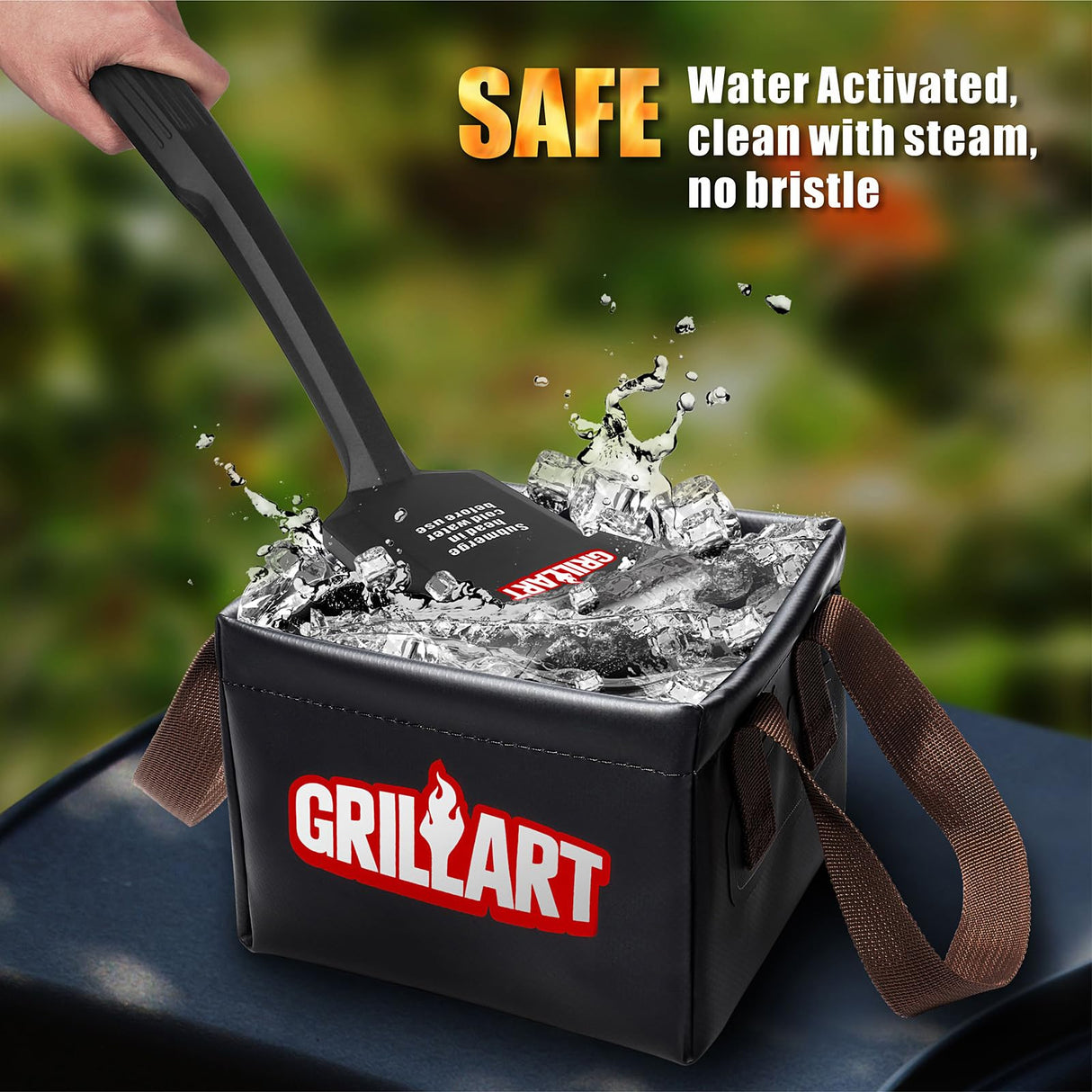 GRILLART Grill Brush Bristle Free, SteamWizards [Ultra Safe & Efficient] Grill Cleaner Brush with 1 Replacement Head, for Cast Iron and Stainless Steel Grates, BBQ Grill Brush for Outdoor Grill GRILLART