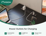 AODK L Shaped Gaming Desk with 4 Drawers, 61" Reversible Home Office Desks with Power Outlets, L Shaped Computer Desk with USB Charging Port and Host Stand, Corner Desk, Easy to Assemble, Black AODK