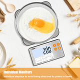 Rechargeable Split Food Scale, Diyife 33lb Digital Kitchen Scales with Split Display, 1g/0.1oz High Accurate, Food-Grade 304 Stainless Steel, 7 Units, Backlit LCD, for Cooking, Baking, Meal Prep Diyife