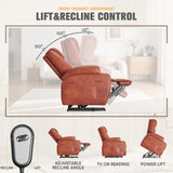 Flamaker Power Lift Recliner Chair Electric Lift Recliner for Elderly Power Lift Recliner Chair with Cup Holders Side Pockets for Living Room (Leathaire, Brown) Flamaker
