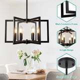 6-Light Black Chandelier, Farmhouse Dining Room Light Fixture, Large Modern Chandelier, Geometric Industrial Metal Hang Lighting Fixture for Foyer Entryway Kitchen Over Table Hallway Living Room Bairth