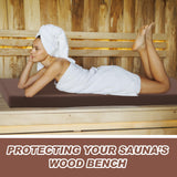 Tudomro Polyester Seat Cushion for Sauna Brown Seat Cushion for 2 Person Sauna Waterproof Sauna Mat 43 x 16 Inches Sauna Bench Accessories for Infrared Sauna Resting Spa Tudomro