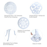 C/G 3 Piece Bistro Set,Outdoor Patio Set,Anti-Rust Cast Aluminum Bistro Table Set for Park Yard Front Porch Furniture(White) C/G