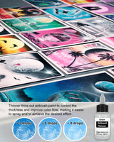 Roizefar Airbrush Paint, 44 Colors with 6 Thinner, Airbrush Paint Set Includes Iridescent & Metallic & Neon & Classic Colors, Water-Based Air Brush Paints Acrylic Ready to Spray, 20ml/Bottle Roizefar