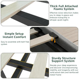 Loomie King Hydraulic Lift Bed Frame with LED Lighting & Charging Station in Light Grey Loomie