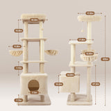 Gardner Pet Cat Tree, 65" Cat Tower with Scratching Post Cat Trees for Indoor Cats Large Adult Modern Cat Tree High Climbing Tower Home Decoration Beige-Basic Gardner Pet