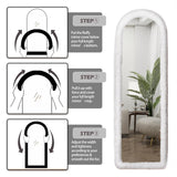 JAWGLOW Fluffy Full Length Mirror, Universal Ultra Soft Non-Slip Cover, Free Standing, 64"x21", Full Body Mirror, Warm Home Decor for Living Room, Bedroom, Cloakroom (White) JAWGLOW