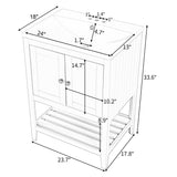 Merax 24" Bathroom Vanity with Sink,Small Bathroom Sink Cabinet with Ceramic Basin,Single Bathroom Vanities Cabinet with 2 Doors and 1 Open Shelf,Solid Wood Frame,White Merax