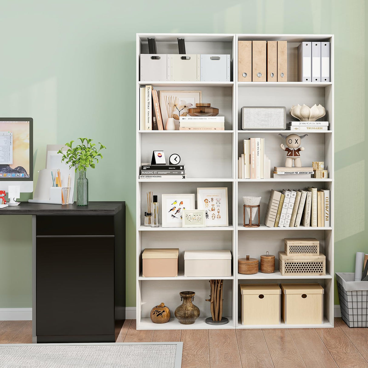 Tangkula 6-Tier Bookcase, 70” Tall Freestanding Bookshelf with 6 Open Shelves, Anti-Toppling Kits, Floor Display Storage Organizer for Living Room, Study, Kitchen, Home & Office (White, 70" H) Tangkula