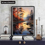 Zariocy 5D Diamond Art Kits for Adults Trees Lakes, DIY Diamond Painting Art Nature Scenery Round Full Drill Crystal Diamond Embroidery Paintings Arts Craft for Home Office Wall Decor 12x16 inch Zariocy