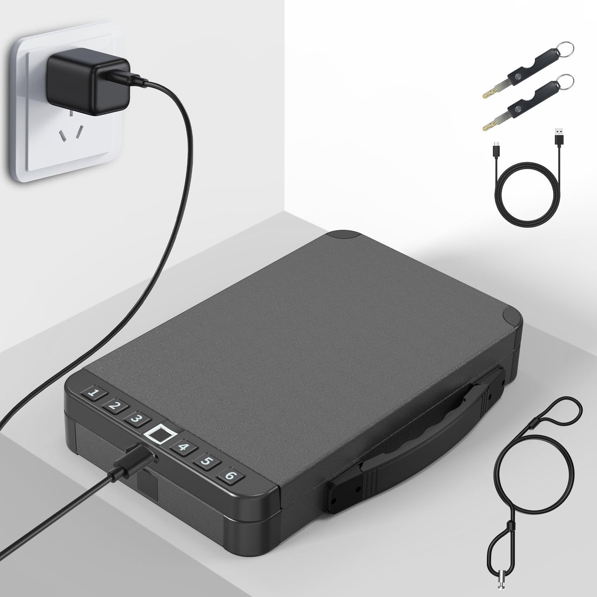 KENRONE Portable Safe Box,Biometric Gun Safe for Handgun,Fingerprint Cabinet Boxes with Keys and Password to Quick Unlock,Safe Case for Guns Nightstand Travel Carry-on KENRONE