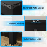 kepptory 20 Gallon Fish Tank Stand with Power Outlets, Farmhouse Decorative Aquarium Stand Furniture with Adjustable Shelves, 10-20 Gallon Reptile Turtle Tank Stand with Cabinet Storage (Black, 20GL) kepptory