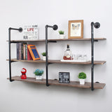Industrial Pipe Shelving Wall Mounted,63in Rustic Metal Floating Shelves,Steampunk Real Wood Book Shelves,Wall Shelf Unit Bookshelf Hanging Wall Shelves,Farmhouse Kitchen Bar Shelving(3 Tier) MBQQ