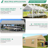 COBIZI Carport 10x20ft Heavy Duty Portable Garage, 2.0 Powder Coated Frame(Better Than Galvanized), Waterproof Shelter with Built-in Sandbags, for Car/Boat/SUV, White COBIZI