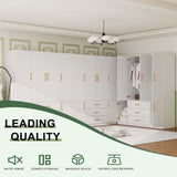 TemkTuek White Wardrobe Closet with Doors, 3 Drawers, Hanging Rods, Metal Handles, Large Capacity, Modern, Freestanding Armoire, Ideal for Bedroom 63.0" W x 20.47" D x 70.87" H (26) TemkTuek