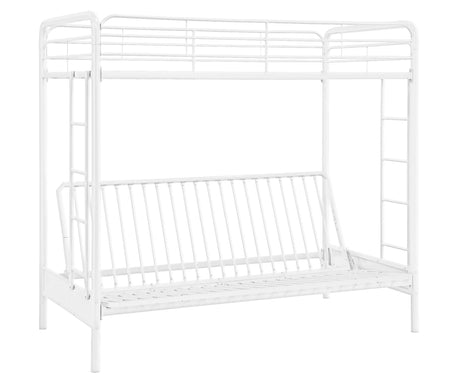 DHP Sammie Twin Over Futon Metal Bunk Bed, Off White DHP