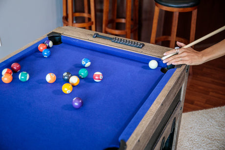 56” 4-in-1 Swivel Multi-Game Table - Air Hockey, Billiards, Foosball, Ping Pong - Rustic Wood Grain Finish, Brown Triumph