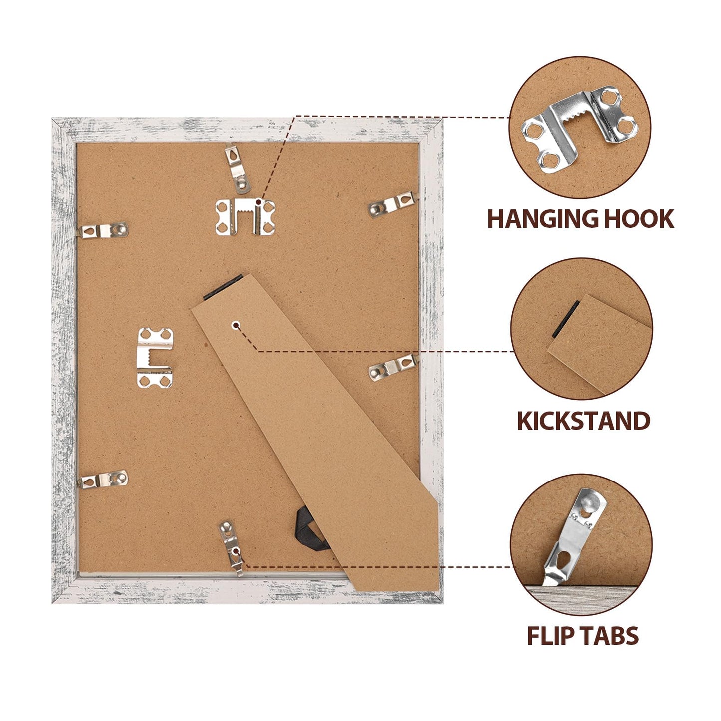 Fixwal 5x7 Picture Frames Set of 2, Distressed White MDF Photo Frames with Glass, Display Pictures 4x6 with Mat or 5x7 without Mat, Wood Grain Picture Frame for Wall Mounting or Tabletop Disp - WoodArtSupply