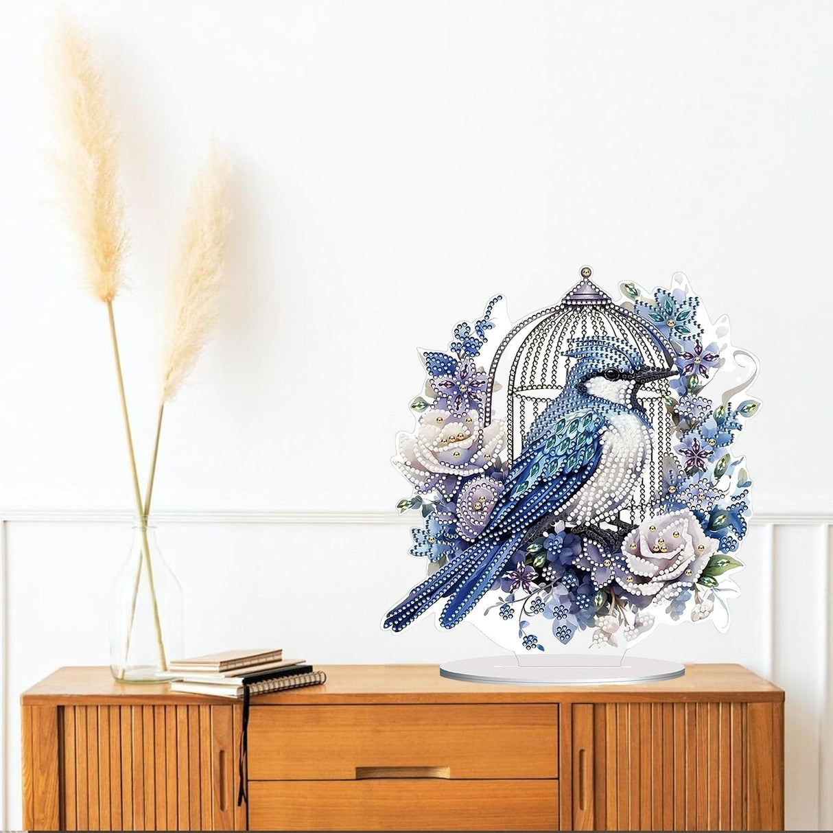 Diamond Painting Kits for Adults Beginners, 5D Full Drill Bird Crystal Art Desktop Ornament, DIY Single Sided Home Office Desk Decor, Creative Craft Gift Set with Tools OFRKE