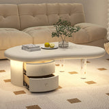 QQXX Cloud-Shaped LED Coffee Table,Irregular Cartoon Indoor Tea Table with 2 Drawers&Acrylic legs,Wood Round Corner Thicken End Table,for Living Room Bedroom(with light, Off white A) QQXX