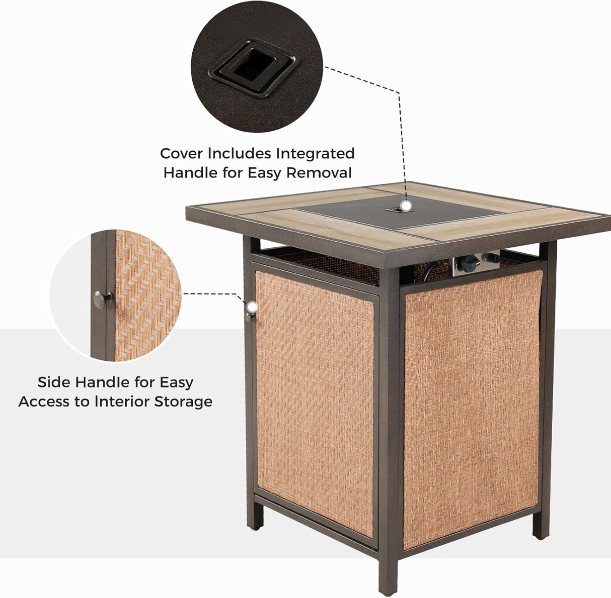 Grand patio 5-Piece Patio Swivel Bar Set with Fire Pit Table 60,000 BTU Heat Output, Outdoor Counter Height Patio Bar Stools Set of 5, High Bar Chairs with High Back, Black&Grey Plaid Grand patio