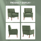 COLAMY Modern Wingback Living Room Chair, Upholstered Fabric Accent Armchair, Single Sofa Chair with Lounge Seat and Wood Legs for Bedroom/Office/Reading Spaces, Green COLAMY