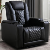 Modern Power Recliner Chair with Cup Holder Faux Leather Electric Reclining Chairs for Adults Movie Theater Chairs, Black Phoenix Home