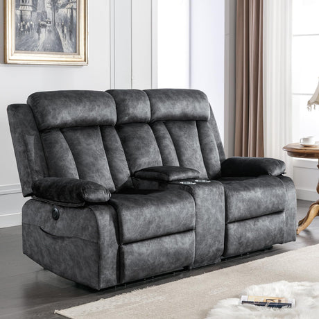 GUEAPY Reclining Loveseat-Power Reclining Loveseat with Console,Love Seat Recliner Sofa,Dual Reclining loveseat with Heat and Massage,Cup Holders, USB & Type-C Charge Ports,Pocket, for Living Room GUEAPY