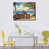 Seaside Scenery Paint by Number Kits 16 x 20 inch Canvas Harley Motorcycle DIY Painting for Kids Students Adults Beginners With Brushes Acrylic Pigment Perfect for Gift Home Decor (Without Frame) MSTINGSHUN