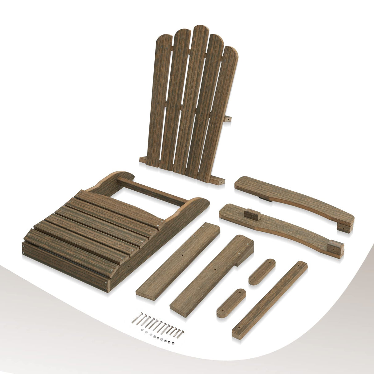 ACUEL Folding Adirondack Chair, Poly Lumber Fire Pit Chair, Durable All-Weather Patio Chairs for Garden, 350 Lbs Support Oversized Adirondack Chair (Bright Brown, 1 pc) ACUEL