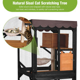 GUTINNEEN Catio Outdoor Cat Enclosure on Wheels - Outside Kitty House with Upgraded Resting Box, PVC Layer, and Waterproof Roof - 71.9" Black GUTINNEEN