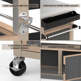 Skyflame Outdoor BBQ Storage Cabinet with Wheels, XL Stainless Steel Tabletop Grill Cart for Food Prep, Portable Kitchen Island Grilling Accessory for Patio, Backyard, Home Party, Bar Skyflame