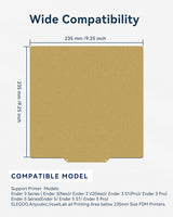 Double Sided Textured PEI Sheet 235mmx235mm for Neptune 3 Pro/Neptune 4/Kobra/Creality Ender 3/Ender 3 Pro/Ender 3 V2/Ender 3 S1/Ender 3 S1 Pro/Ender 3 Neo/Ender 3 V2 Neo 3D Printer FugaCity