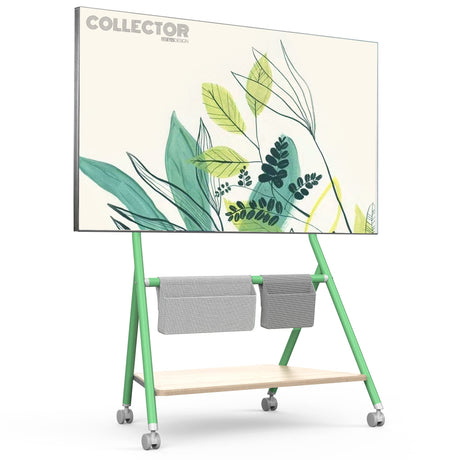 FITUEYES Design Mobile TV Stand for 55 60 65 75 78 Inch TV, TV Cart Floor Stand with Mount for LCD/LED Flat Curved Screens, Modern Corner TV Stand with Wooden Storage Shelves, Collector Series FITUEYES