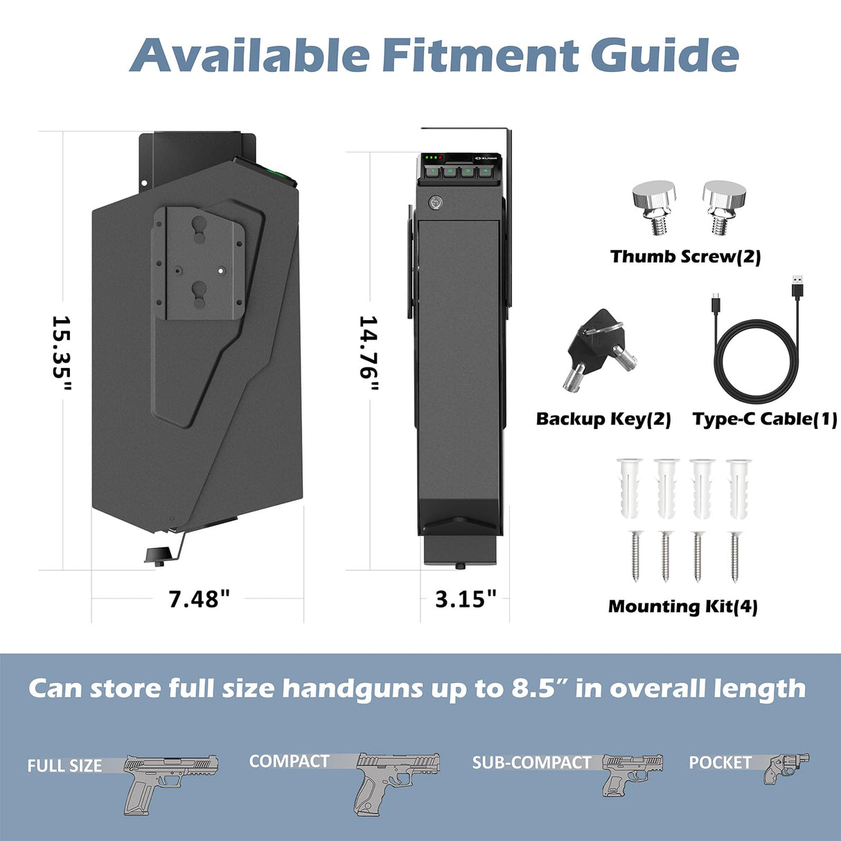 Z ZLJUAN Mounted Gun Safe for Pistols,Quick-Access Handgun Safe for Nightstand Bedside Desk Bed Gun Safes,Pistol Safe with Keypad Lock,Key (Drop Down Safe(Keypad)) Z ZLJUAN