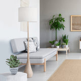 Globe Electric 52112 Kanana 65" Floor Lamp, Faux Wood, Cotton Shade Globe Electric