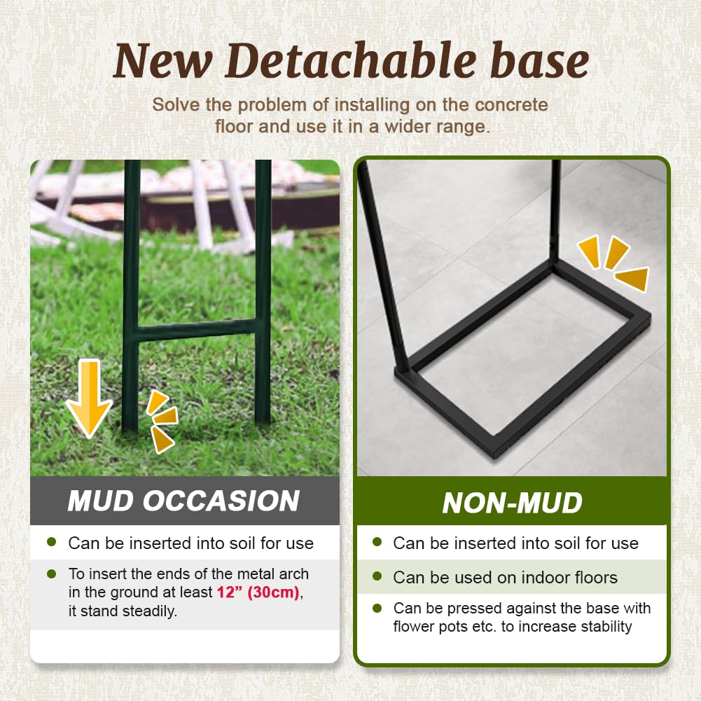 Newsmarts Garden Arch Arbor 7.9FT x 4.6FT Pergola Trellis with Stable Detachable Base for Wedding Ceremony Party Outdoor Climbing Plants Black Metal Newsmarts