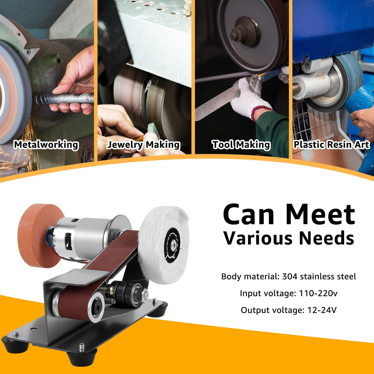 Mini Belt Sander 7 Adjustable Speed Knife Polishing Knife Sharpener Kit 15 Degree Belt Grinder Small Bench Grinder Kit Power Belt Sanders for DIY Wood Metal Working KarHoeGern