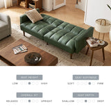 mopio Aaron 76.8" Couch, Small Futon Sofa Bed, Sleeper, Loveseat, Mid Century Modern Futon Couch, Sofa Cama, Couches for Living Room, Bedroom (Sage Green, Faux Leather) mopio