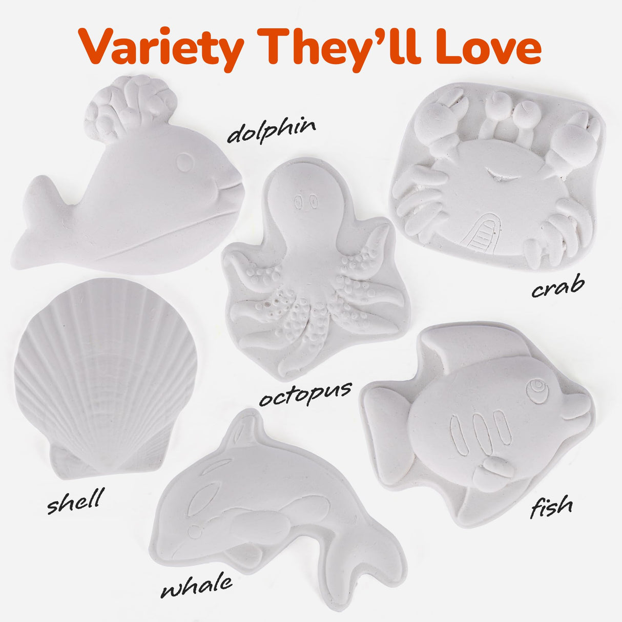 ArtCreativity Ocean Animals Plaster Painting Kit for Kids - 6 Aquatic Plaster Figurines, 2 Paint Sets, 2 Brushes, and 6 Circle Magnets for Display - 8 Different Paint Colors - Kids Painting Set ArtCreativity