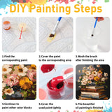 2 Pack Flower Paint by Numbers Kit for Adults, Book Paint by Numbers for Adults, DIY Adult Painting by Numbers Beginners on Canvas Acrylic for Home Wall Art Decor 12x16Inch (Rolled Package) Mandun