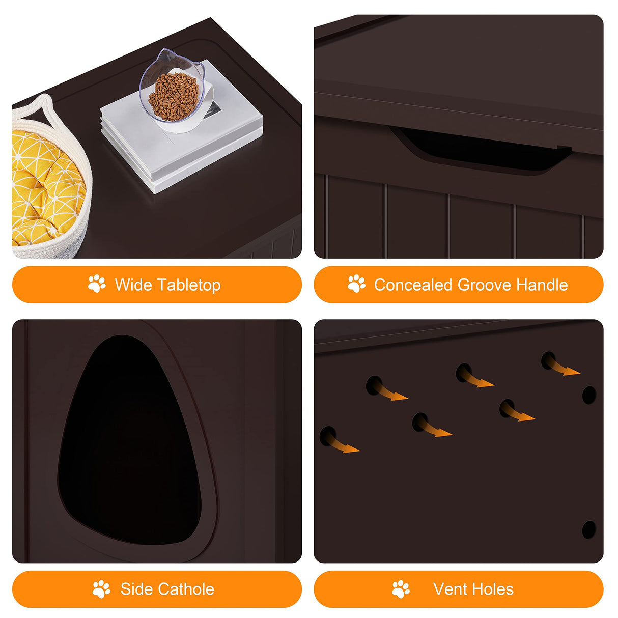 Yaheetech Cat Litter Box Enclosure, Cat Litter Box Furniture Hidden, Wooden Pet Crate Cat Washroom Storage Bench with Divider Home Litter Loo Indoor Cat House Espresso Yaheetech